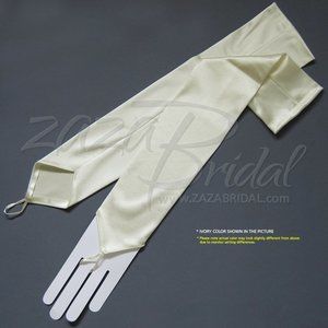 Shiny Stretch Satin Fingerless Gloves Opera Length 16BL - Ivory